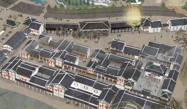 3D渲染中国风现代城市生态公园鸟瞰图插画 | AI智能生成设计模板-千图AI