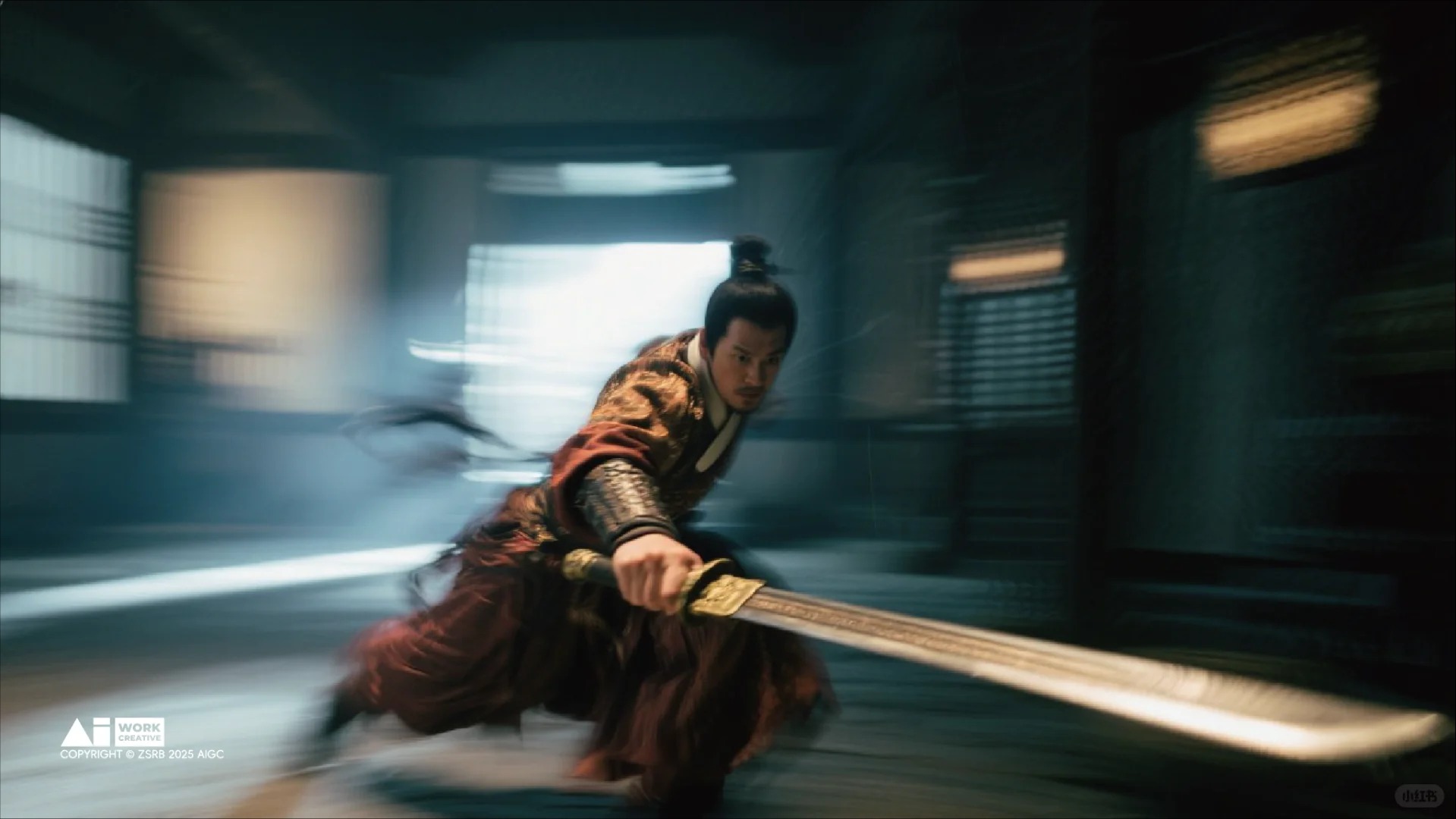 中国风武侠侠客剑客古巷持剑打斗人像照片 | AI智能生成设计模板-千图AI