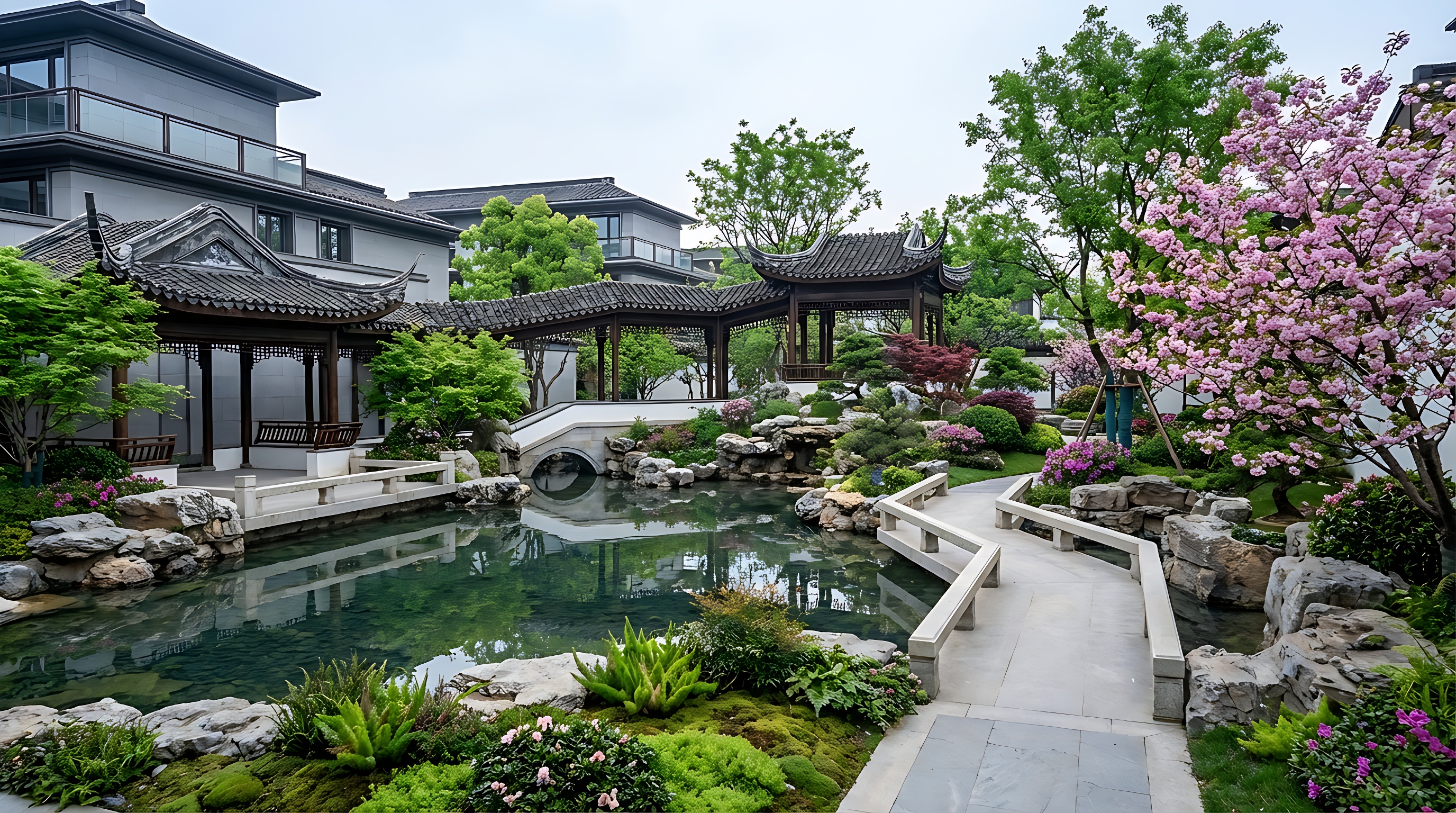 中国风中式庭院园林景观商业照片 | AI智能生成设计模板-千图AI