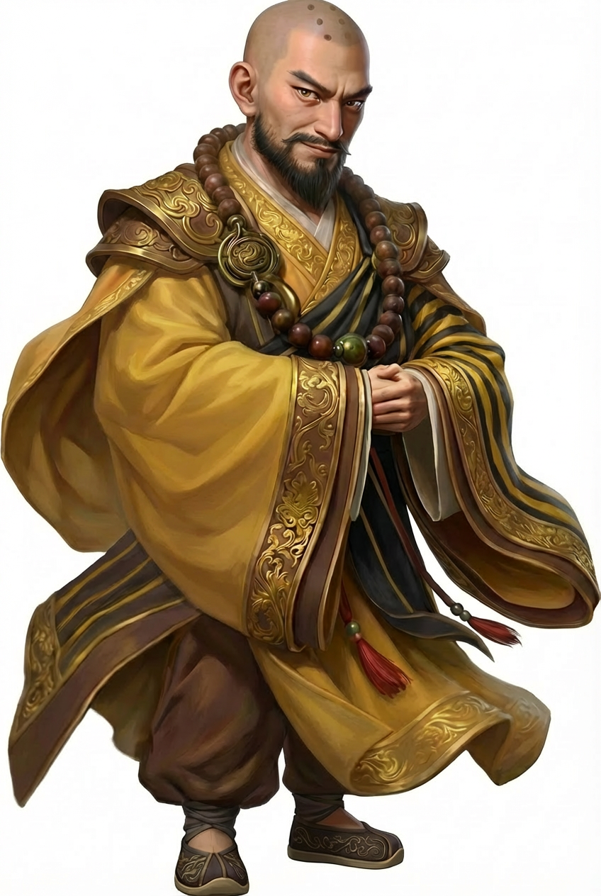 卡通风和尚武僧僧人古装形象插画素材 | AI智能生成设计模板-千图AI