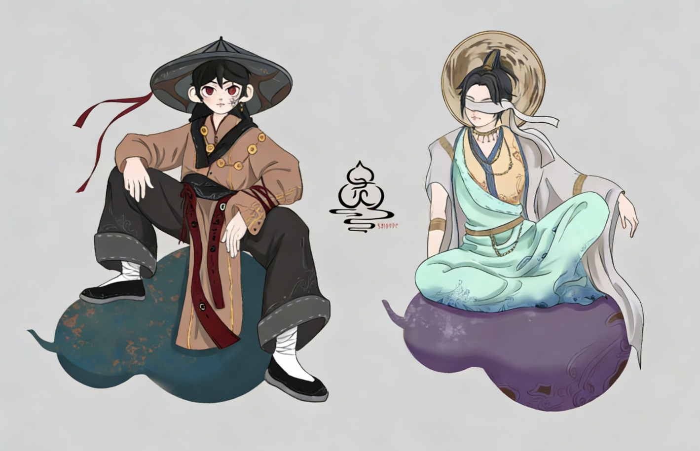 中国风手绘风仙侠人物古风角色插画素材 | AI智能生成设计模板-千图AI