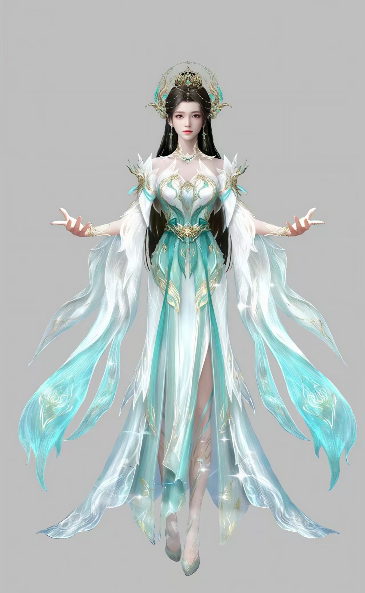 3D渲染古风仙女佳人闺阁饮茶插画素材 | AI智能生成设计模板-千图AI