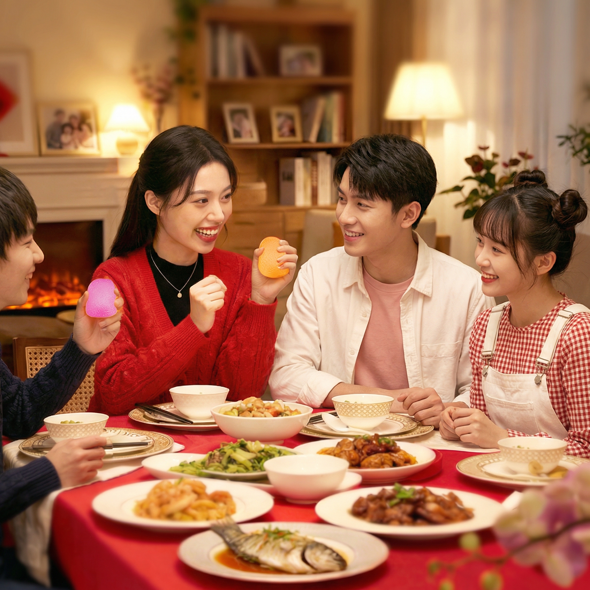 家人亲人亲属家庭聚餐团圆场景人像照片 | AI智能生成设计模板-千图AI