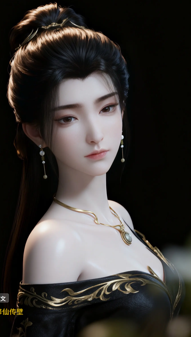 3D渲染古风美女古装持碎镜人像照片 | AI智能生成设计模板-千图AI