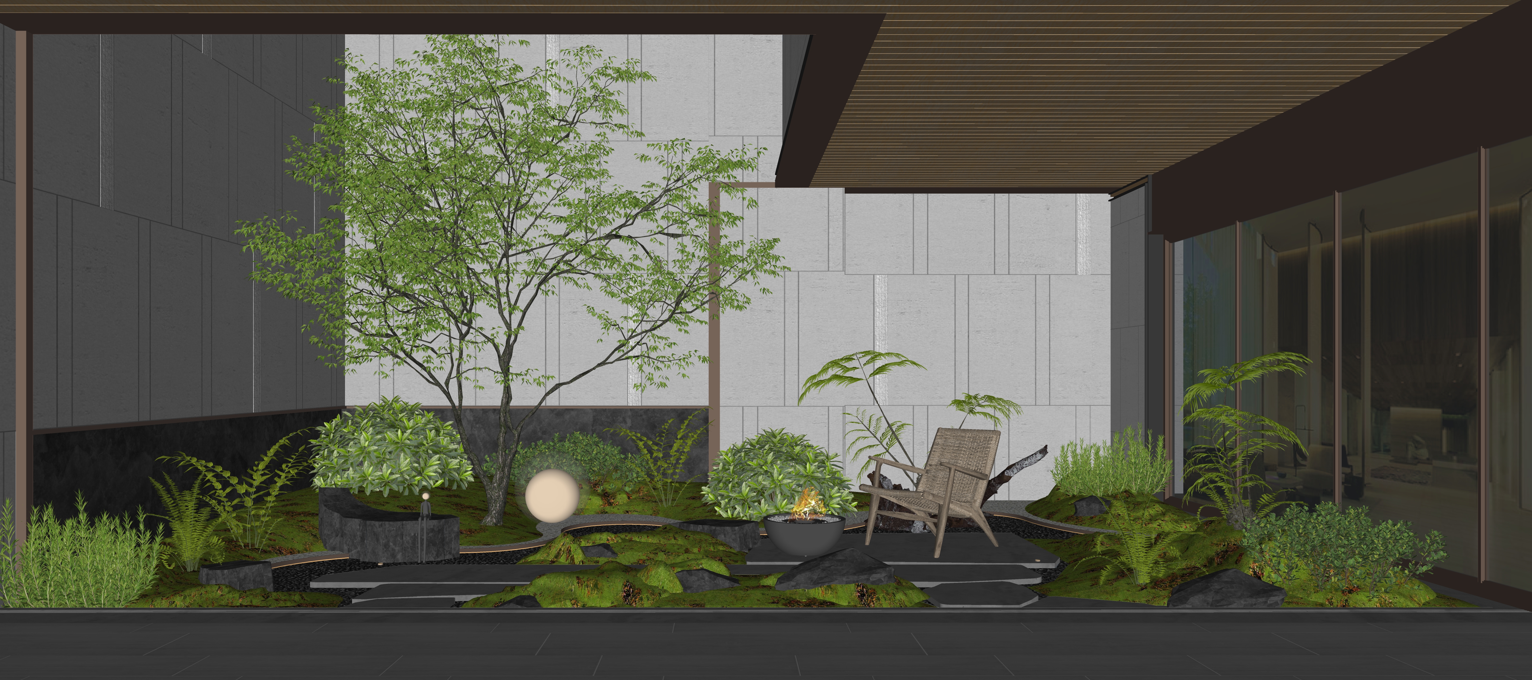 3D渲染庭院花园室内外景观商业照片 | AI智能生成设计模板-千图AI